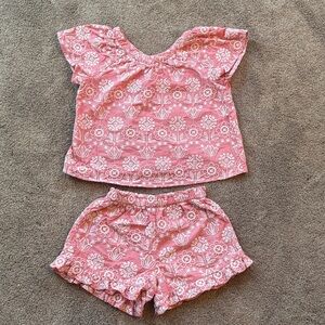 Zara Pink and White Embroidered Kids Outfit